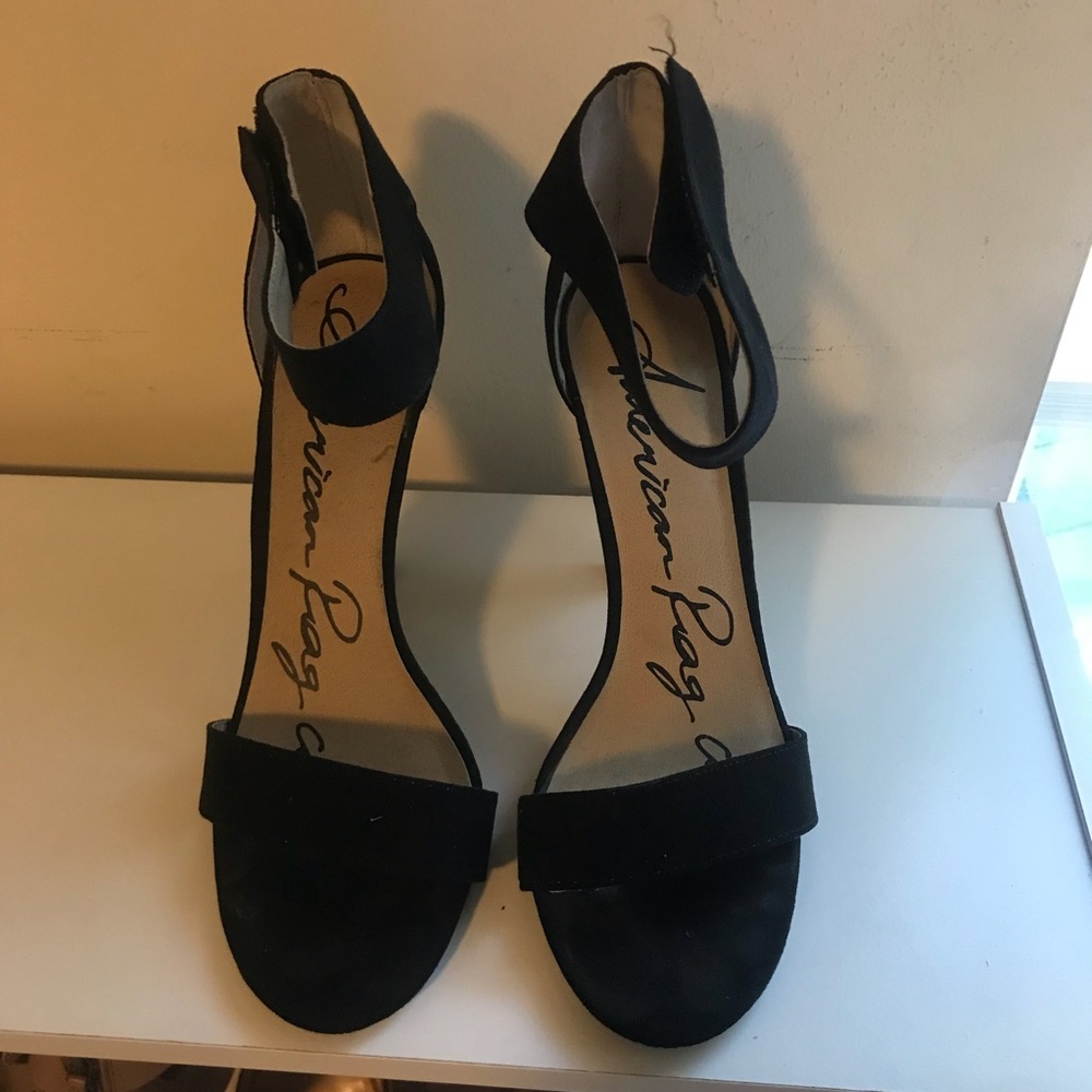 Black suede ankle strapped Sandals